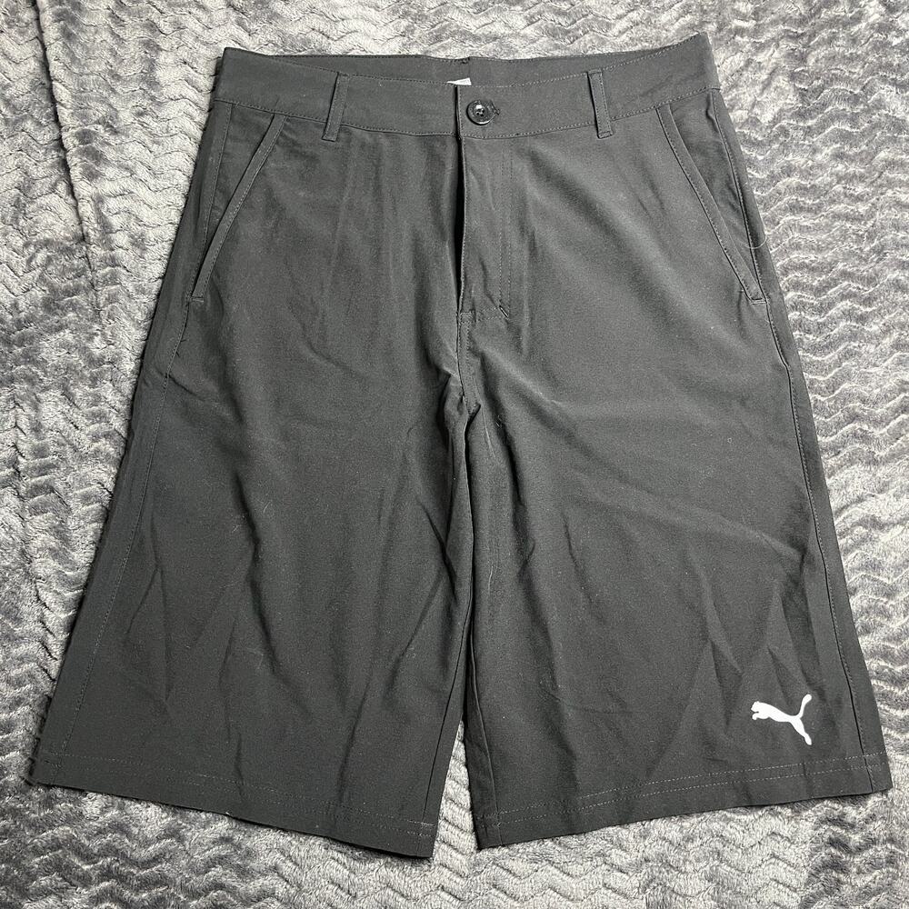PUMA Size 14 Boys Black Stretch Waist Zip Fly Pockets Flat Front Chino Shorts